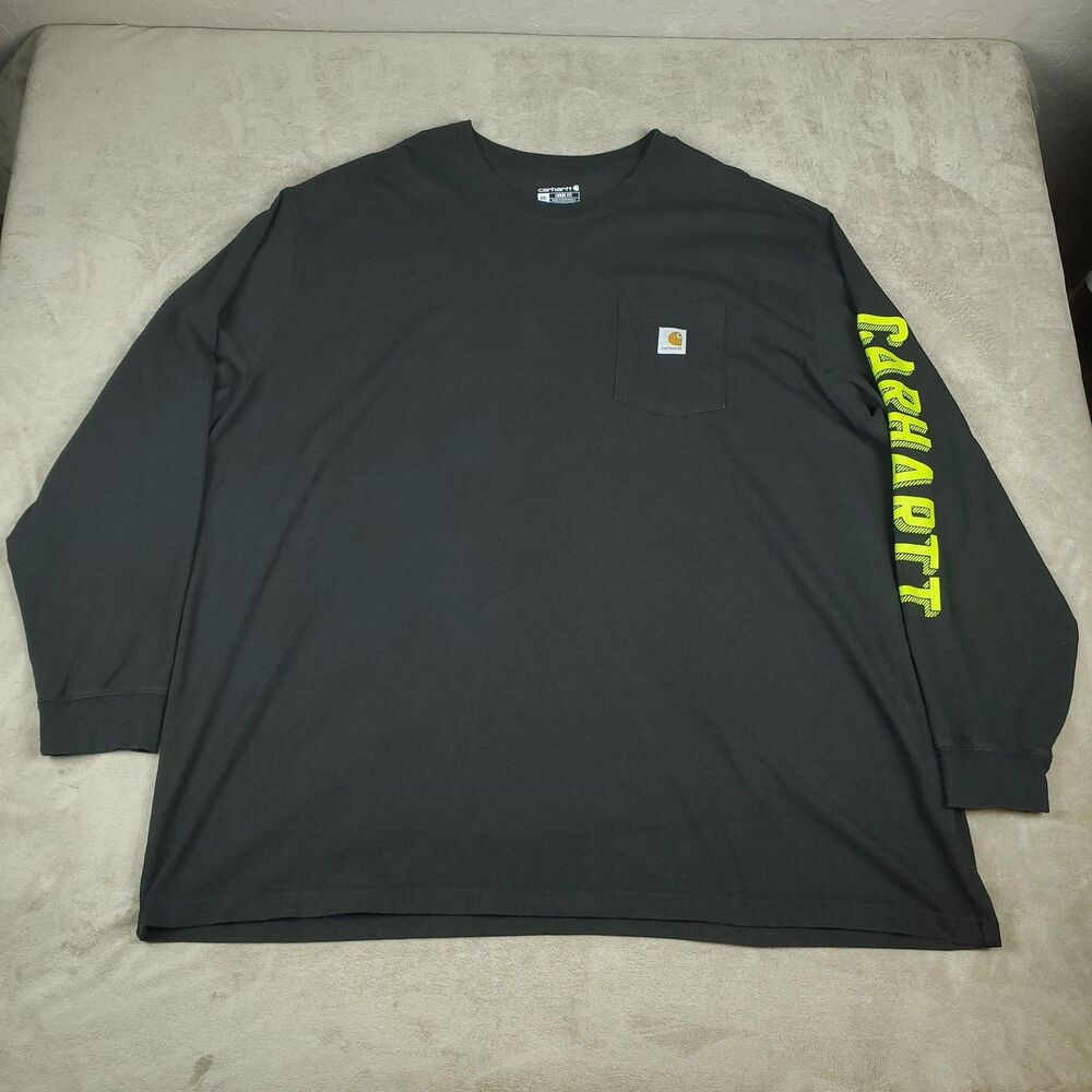 Carhartt Shirt Mens 4XL Black Long Sleeve Pocket Logo Graphic Workwear Tee